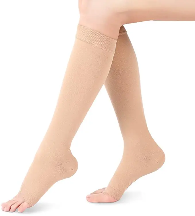 Compression Socks Medical Calf Varicose Veins Shaping Graduated Pressure Elastic Open Toe Knee High S-XL