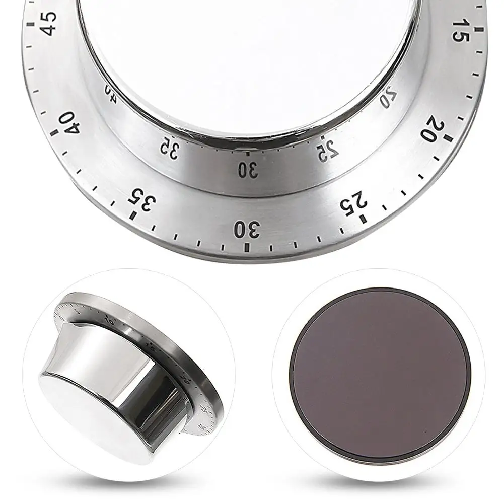 Hight Quality Stainless Steel Body Mechanical Timer Innovative Alarm Clock Kitchen Reminder For Dropshipping