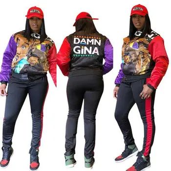 

Goocheer New Fashion Hip Hop Womens Sport Sweatshirt Crop Tops Pants Set 2Pcs/Sets Tracksuit Sweat Suit