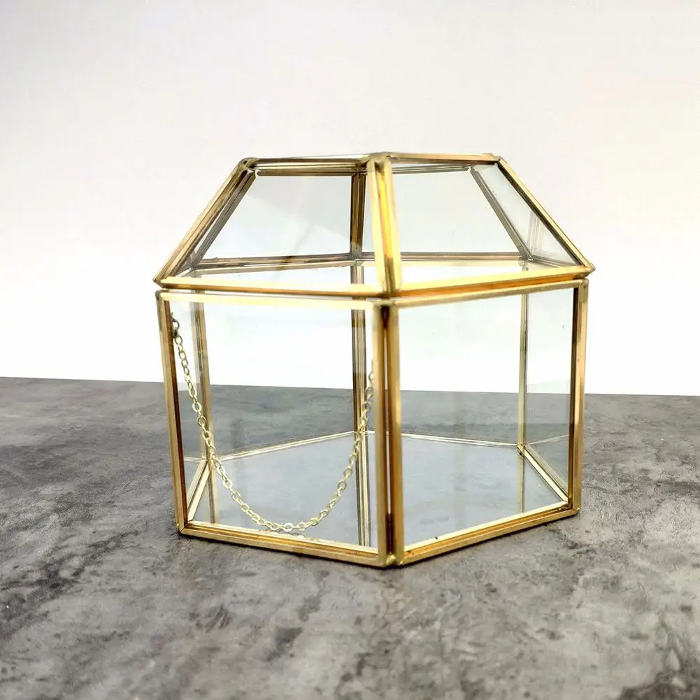 Геометрическая прозрачная стеклянная стильная коробочка для драгоценностей контейнер для стола для демонстрации ювелирных изделий Keepsakes дома декоративные растения контейнер