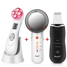 Ultrasoic עור Scrubber פנים ניקוי פילינג מכונת + RF EMS LED אור פנים לעיסוי + אינפרא אדום רחוק גוף הרזיה שומן burner46(China)