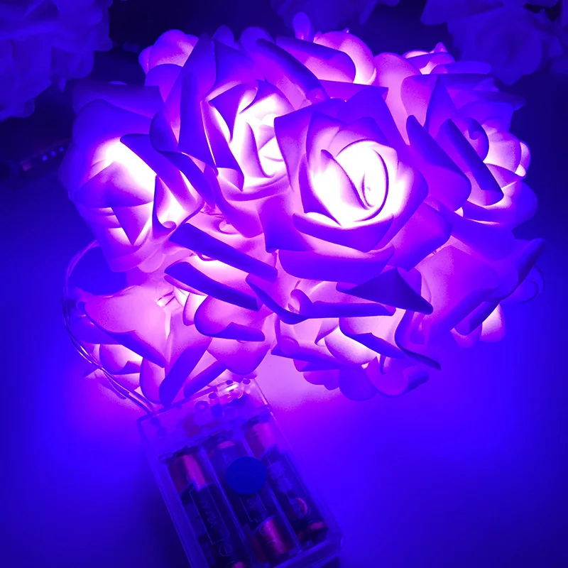 

Creative Rose Small Night Lamp LED Colored Lamp 2 M 20 Lights Rose Lighting Chain Battery Box String Lights Indoor Decorative Li