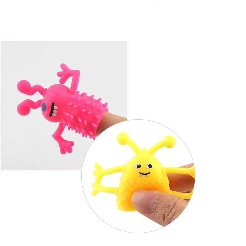 Colourful TPR Plastic Cute Mini Animal Monster Finger Dolls 4Pcs/Set Children Finger Puppet Toys Parents Storytelling Props animal finger puppet