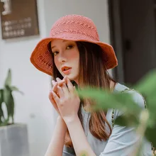 Весна и лето новая Рыбацкая шляпа Женская Корейская Солнцезащитная шляпа дышащая вязаная складная шляпа от солнца тонкая