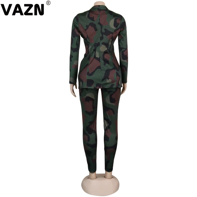 VAZN, осень, формальный, неопрятный, сексуальный, модный, 2 цвета, длинный рукав, Блейзер, топ, длинные штаны, для женщин, тонкий, комплект из 2 предметов
