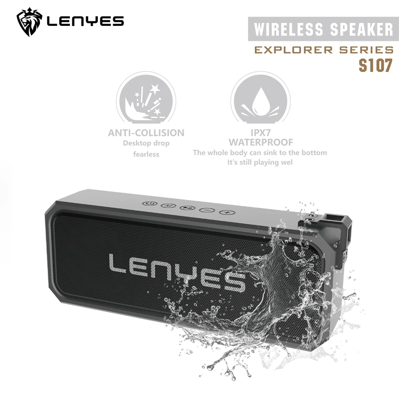 Lenyes 20 Вт беспроводные колонки IPX 7 TWS TF карта Hi-Fi стерео Открытый 28 часов музыки время Subwoof для вечерние путешествия Пешие прогулки S107