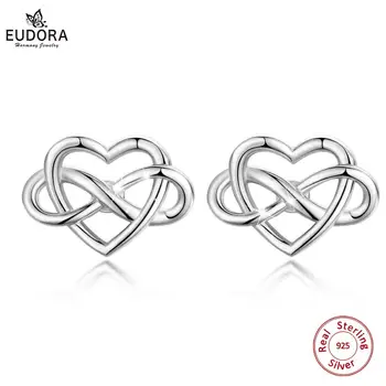 

EUDORA Real 925 Sterling Silver celtics knot Love Heart Earrings Elegant Women Sliver Earring for Women Fine Jewelry Gift CYE118