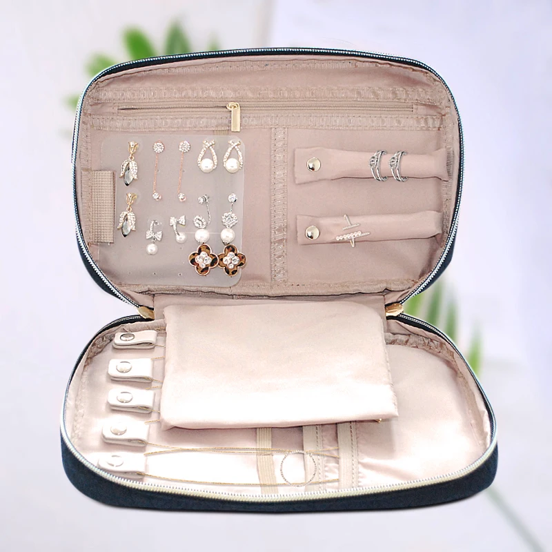 Beste Draagbare Vrouwen Make Up Organizer Sieraden Stud Oorbellen Ketting Ring Armband Tas Reizen Make Up Rits Case Accessoires Benodigdheden