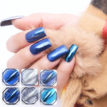 

6 Box/set Mirror Laser Nail Glitter Powders Auroras Effect Nail Art Chrome Pigment Dust DIY Design Decoration