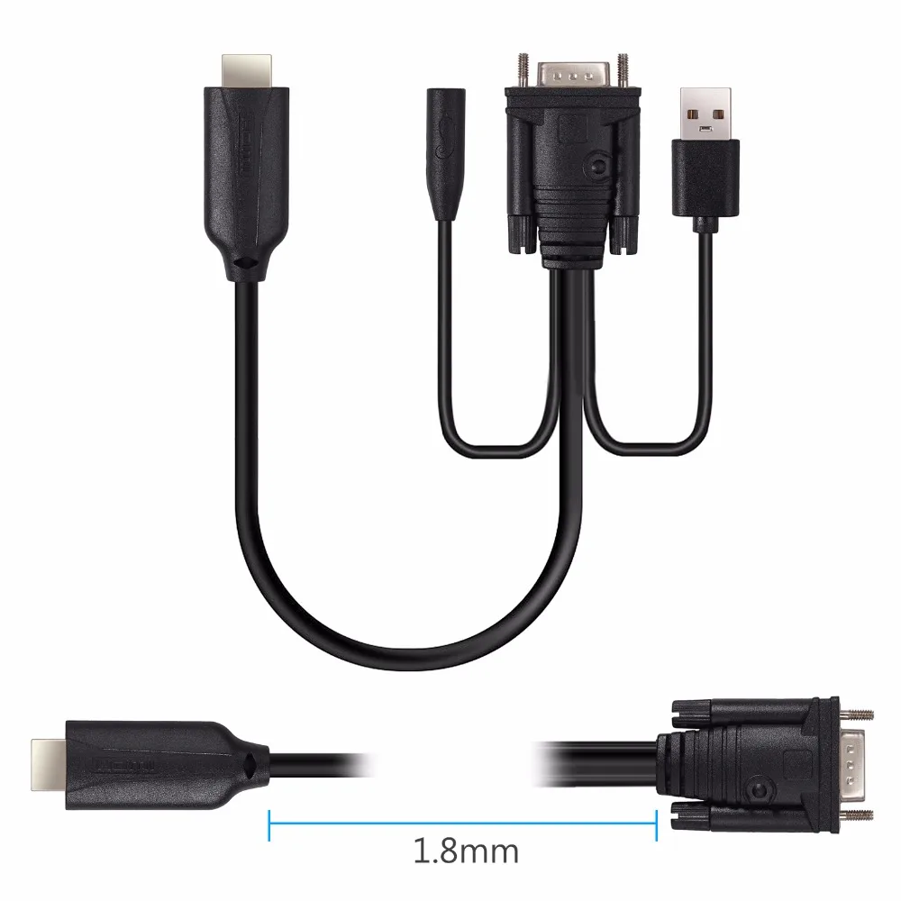 ESYNiC адаптер hdmi-vga кабель с женским 3,5 мм аудио Универсальный Активный HDMI Мужской к VGA Мужской активный видео шнур-переходник 1080