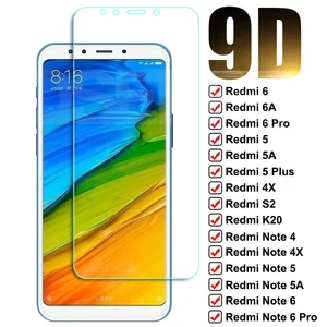 Защитное стекло 9D для Xiaomi Redmi 5 Plus, 6, 6A, 5A, 4X, S2, Note 4, 4X, 5, 5A, 6 Pro