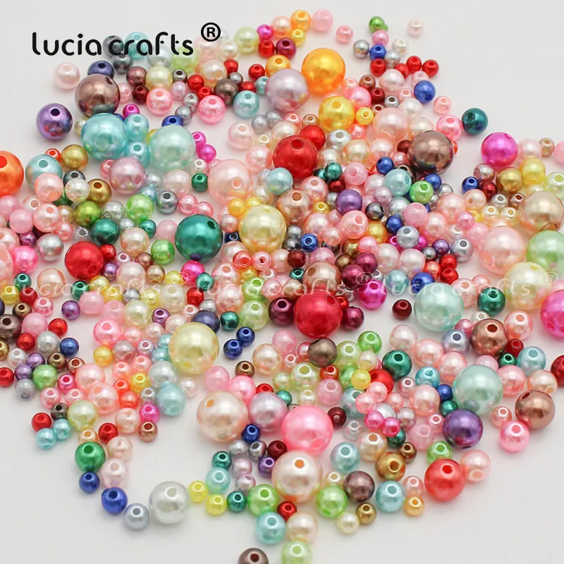 Lucia crafts 4/5/6/8/10 мм, АБС-пластиковый круглый искусственный жемчуг Свободные бусы с отверстием, DIY аксессуары 50 г/лот, около 500 шт. E0809