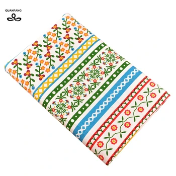 

QUANFENG Flowers plants patterns cotton Canvas Fabric For Handmade Cloth Sofa Curtain Bag Home Decoration Material Half Meter