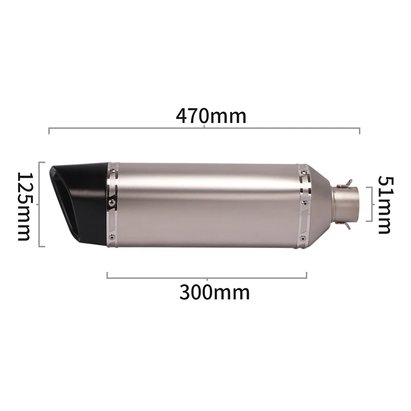 51mm Universal Motorcycle Exhaust Tail Pipe With Silencer Stainless Steel 470mm Exhaust System Modified For ATV Street Bike - Image 5