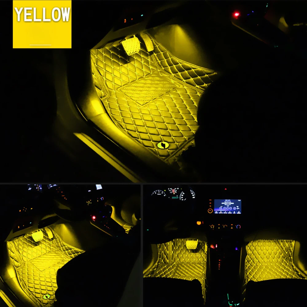 LEEPEE автомобиль RGB полосы света 4 шт./компл. салона автомобиля огни дистанционное управление для автомобиля украшения атмосферу лампы автомобиль-Стайлинг 4* 12LED