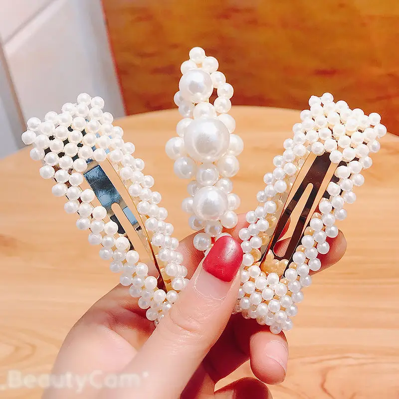 

South Korea INS-Style Geometry Pearl Barrettes Adult Female Korean-style Online Celebrity Hairpin Bang Clip Side Clip Headdress