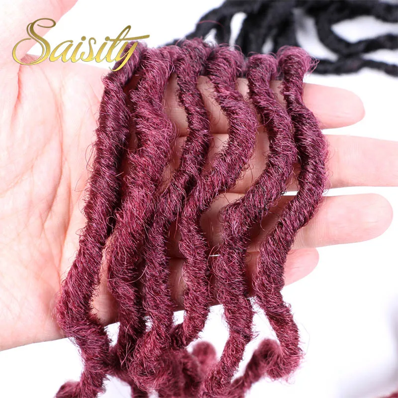 Saisity 18 дюймов 24 пряди Синтетические Ombre Faux locs кудряшки для наращивания мягкие вязанные крючком косички для наращивания волос