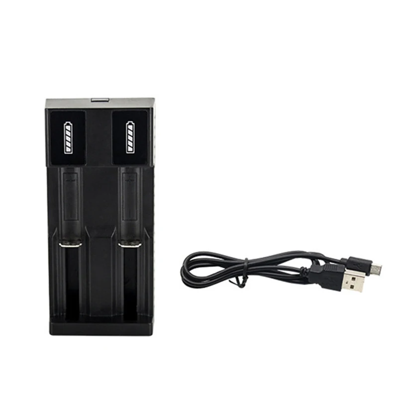 Универсальное зарядное устройство USB с 2 слотами для аккумуляторов li-ion 18650 26650 14500