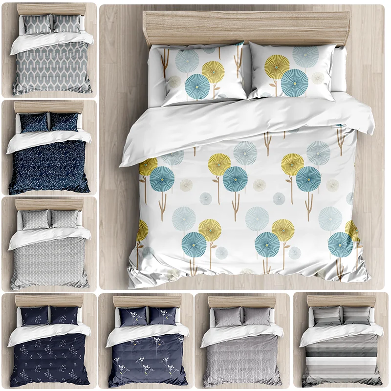

Ins simple small fresh style bedding set printed DUVET SET bedding set bedding double bed large double bed