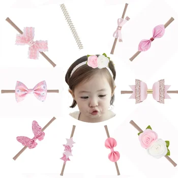 

WEIXINBUY Infant Baby Girls Kids Toddler Newborn Flower Bowknot Design Hairband Headwear Hair Accessories 10Pcs