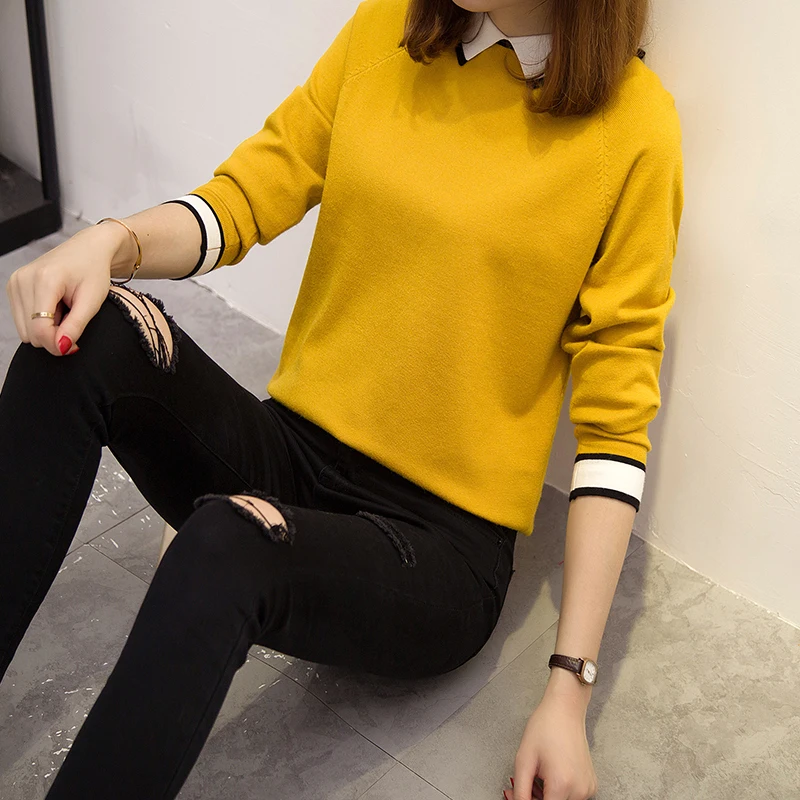 Online Pullover tragen lose langen ärmeln außerhalb der frühling und herbst 2019 neue mode zwei stück anzug gestrickte Jersey stil