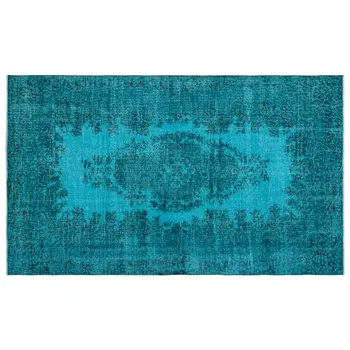 

Handmade Turquoise Vintage Overdyed Turkish Area Rug 160x271 Cm-5'3''X8'11''