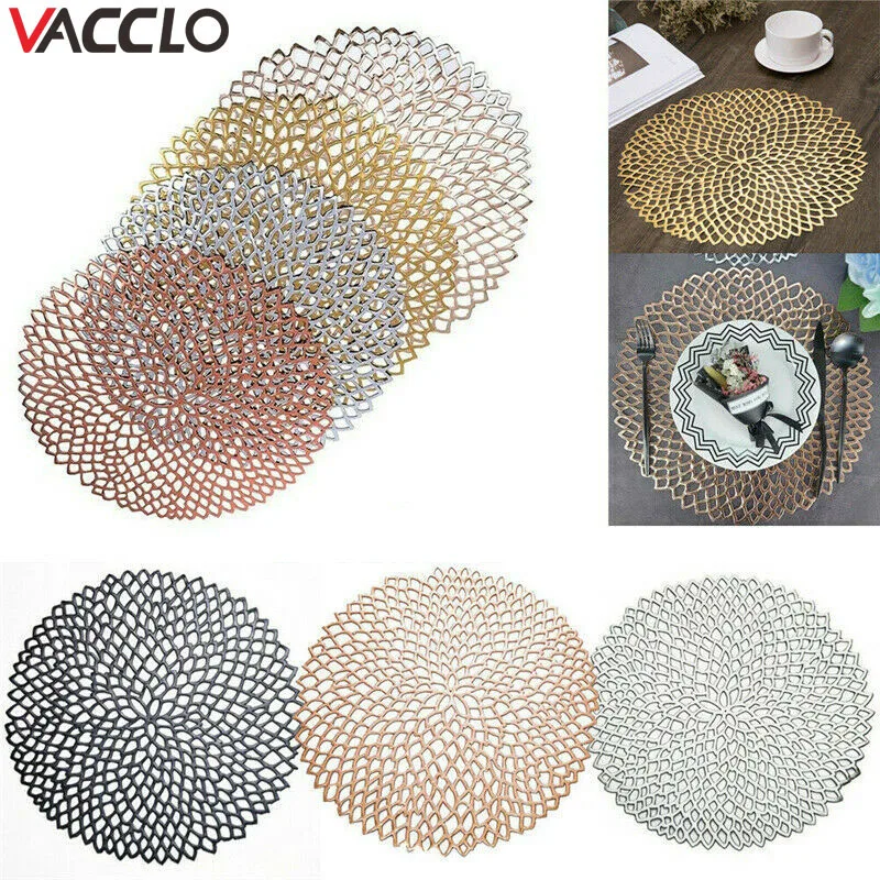 Vacclo ПВХ полый круглый подстаканник пластиковый коврик изоляционный стол коврик нескользящий коврик круглые подстаканники столовая миска коврики домашний декор