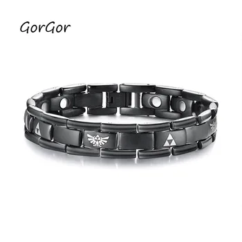 

GorGor Trendy Classic New Laser Zelda Titanium Steel Pure Titanium Material Black Bracelet for Fashion Men Jewelry Gift SBRM-133