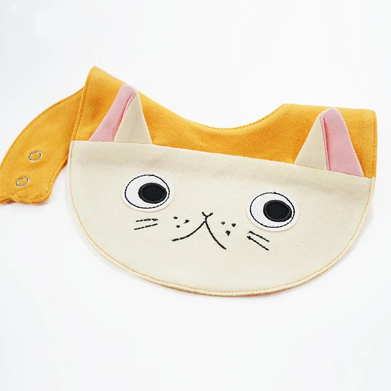 Khaki Cat Нагрудник малыша Бандана с изображением животных из мультфильмов для мальчиков и девочек, милый слюнявчик для формовки, впитывающий слюнявчик, u-образный хлопковый слюнявчик для младенцев - Цвет: Khaki Cat