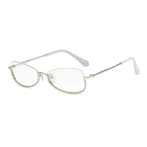 YDO Brand Rimless Glasses Frame Luxury Diamond Women Eyeglass Frame Vintage Prsecription Glasses Transparent Optical Eyeglasses - Frame Color: C6