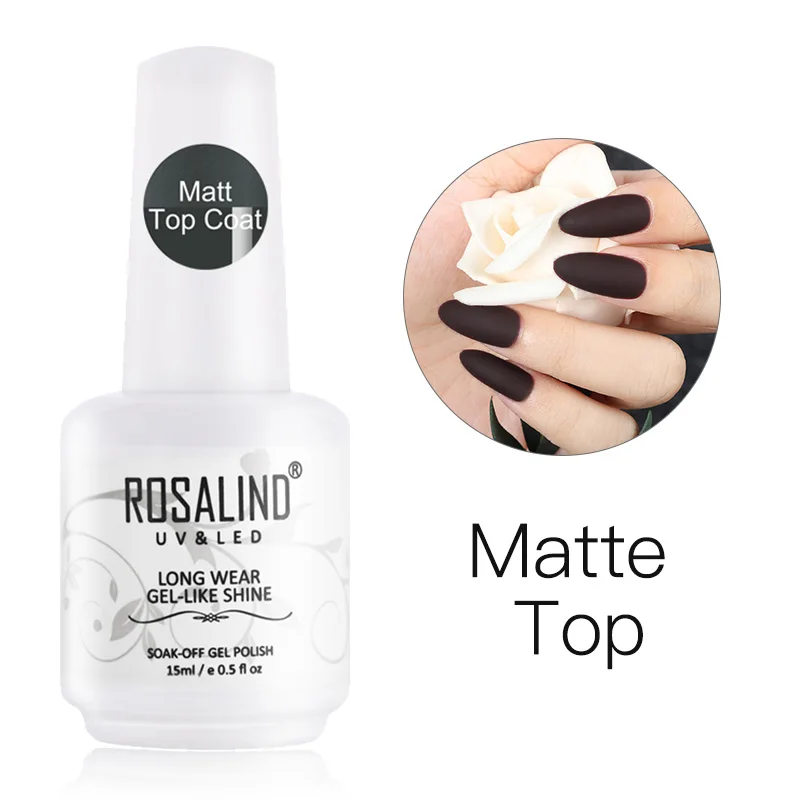 15ML Matte Top ROSALIND Гель-лак для ногтей гибридные Лаки УФ светодиодный Полупостоянный маникюрный набор для нейл-арта базовое верхнее покрытие гель для ногтей - Цвет: 15ML Matte Top