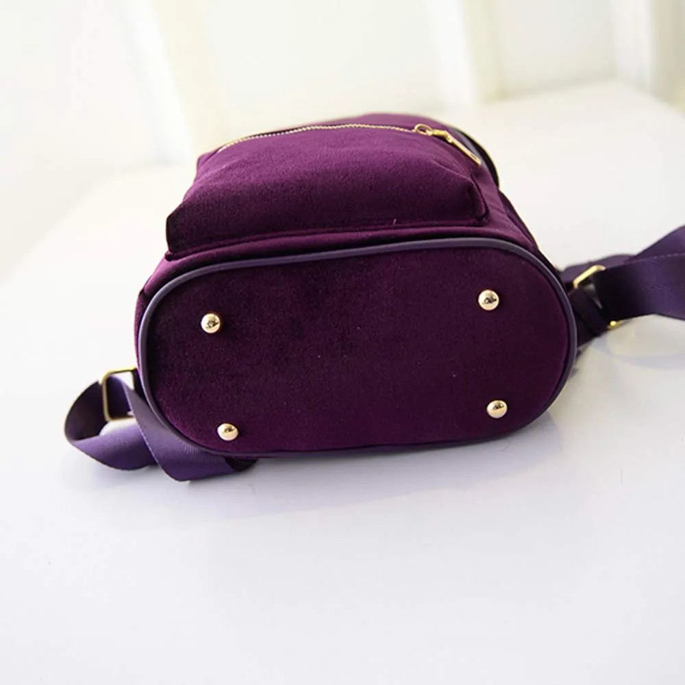 Модный рюкзак, рюкзак, черный, серый, фиолетовый, золотой, бархатный, маленькая, модная женская сумка на плечо, для девушек, классический стиль, школьные рюкзаки# G2