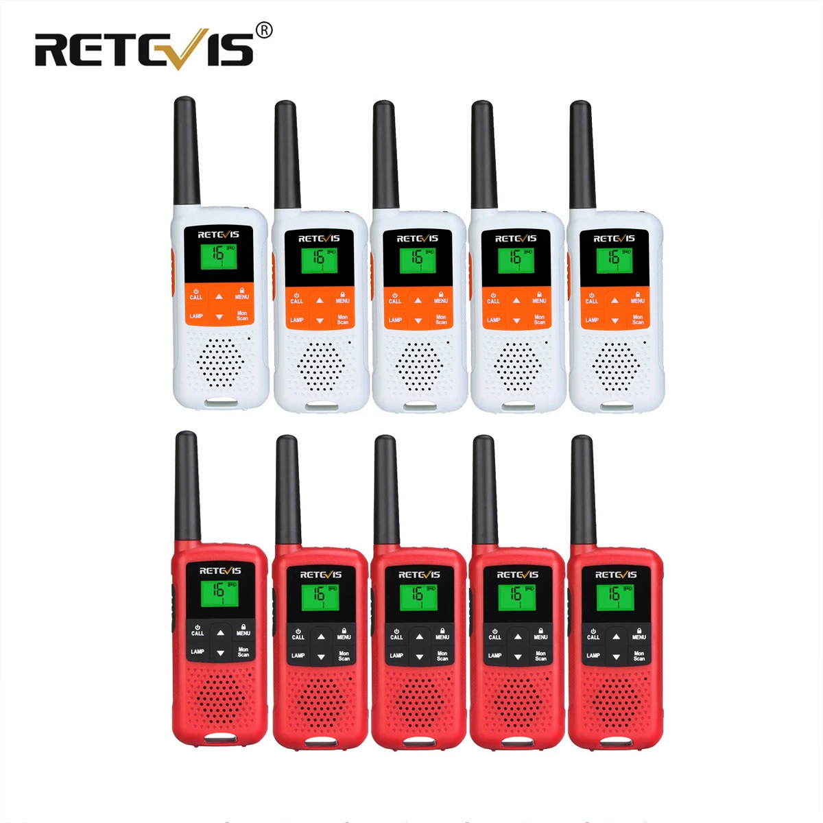 Retevis Rt649B Walkie Talkie 10 Pezzi Pmr446 Frs Walkie-Talkie 1.8Km Per Motorola Radio Bidirezionale Per La Caccia Pesca Carica Usb Vox