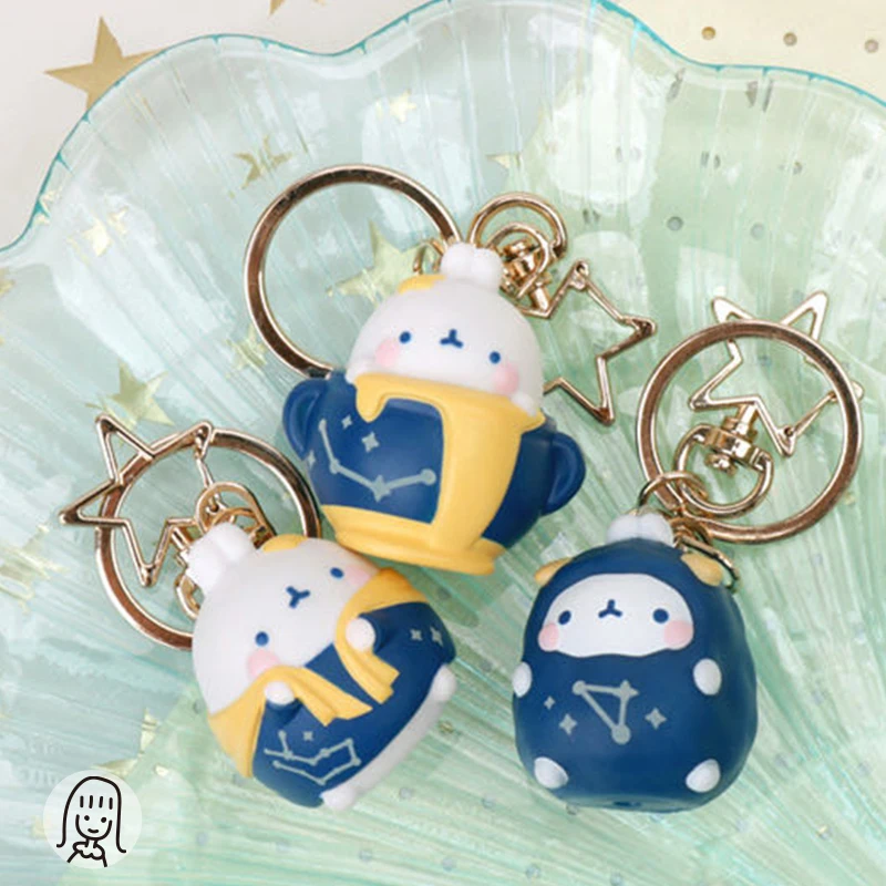 MOLANG Twelve Constellation Rabbit Keychain Blind Box Toys Korea Guess Bag Caja Ciega Blind Bag Toy for Girl Figures Cute Model