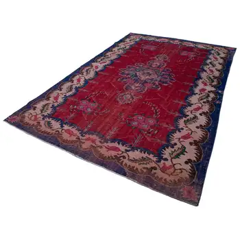 

215x330 Cm Red Handmade Overdyed Rug-7x11 Ft