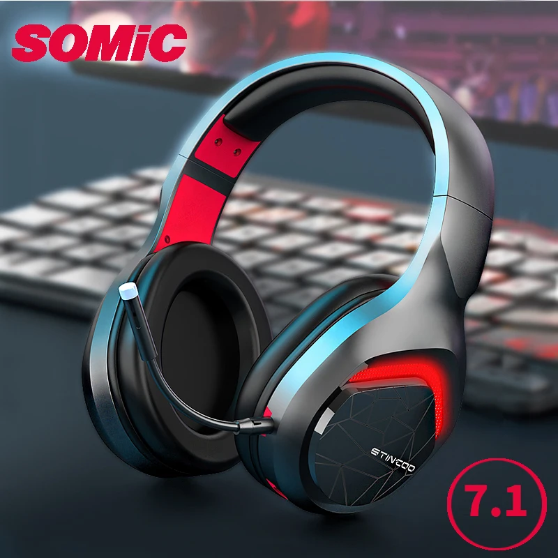 SOMIC GS301 игровая гарнитура 7 1 объемный звук стерео накладные наушники USB микрофон