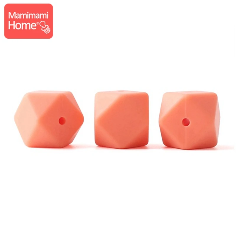 Salmon Orange Mamihome 5 шт. Детские Прорезыватели для кормления 17 мм силиконовая восьмиугольная бусина может жевать DIY Ювелирные изделия игрушки для коляски Аксессуары для кормления Детские трофеи - Цвет: Salmon Orange