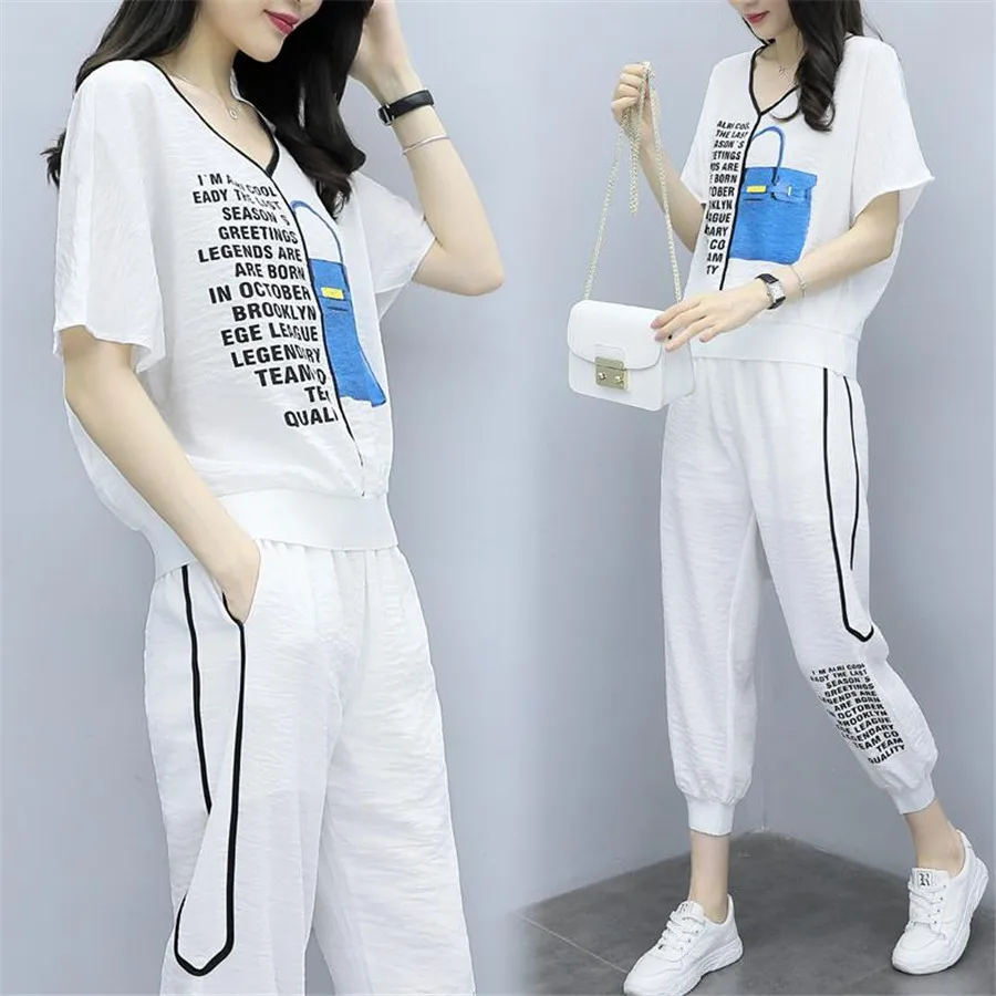

Two Piece Set Women Tracksuit Set spring Summer suit For Women 2022Casual Thin Sportwear Top And Pants