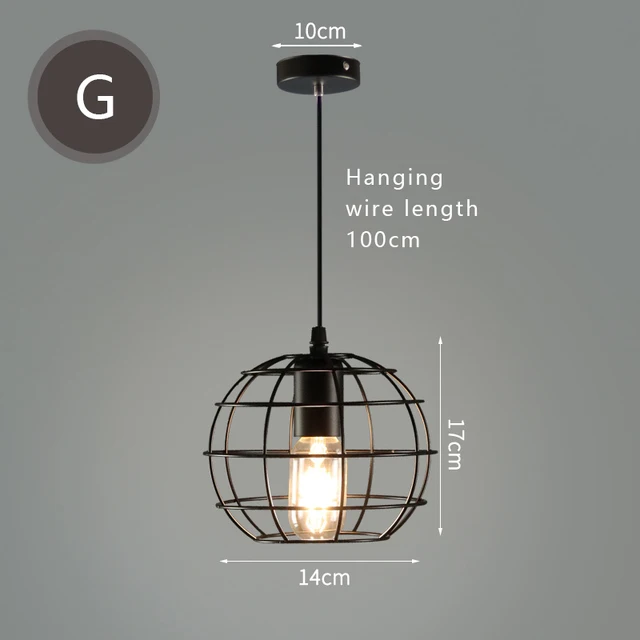 E27 Led Vintage Cage Pendant Lights Indoor Lighting Retro Light Fixture Pendant Lamps For Living Room Decor For Kitchen Lamp G