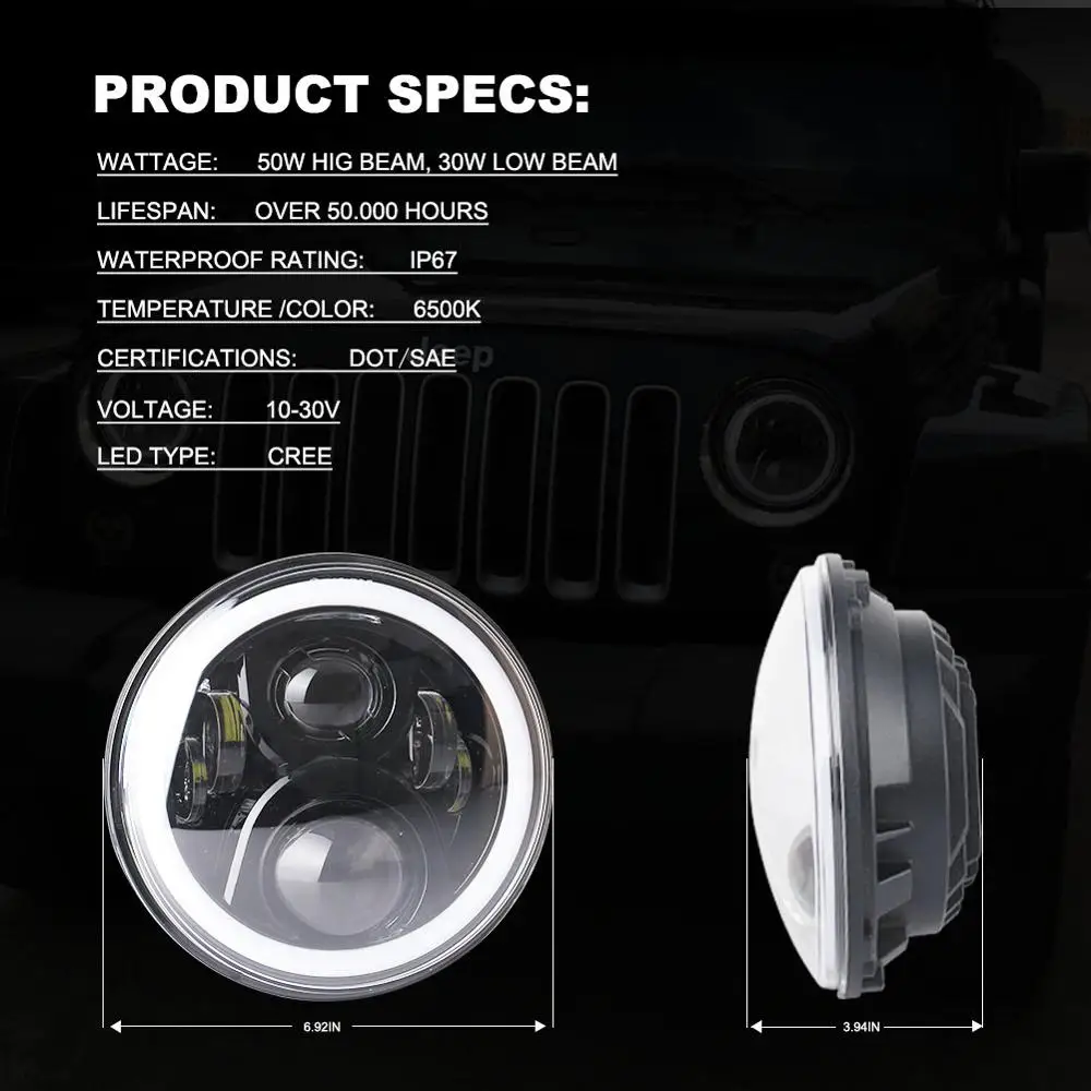 RGB halo 7 дюймовые светодиодные фары для Lada Niva 4x4 внедорожника|Фара авто в сборе| |
