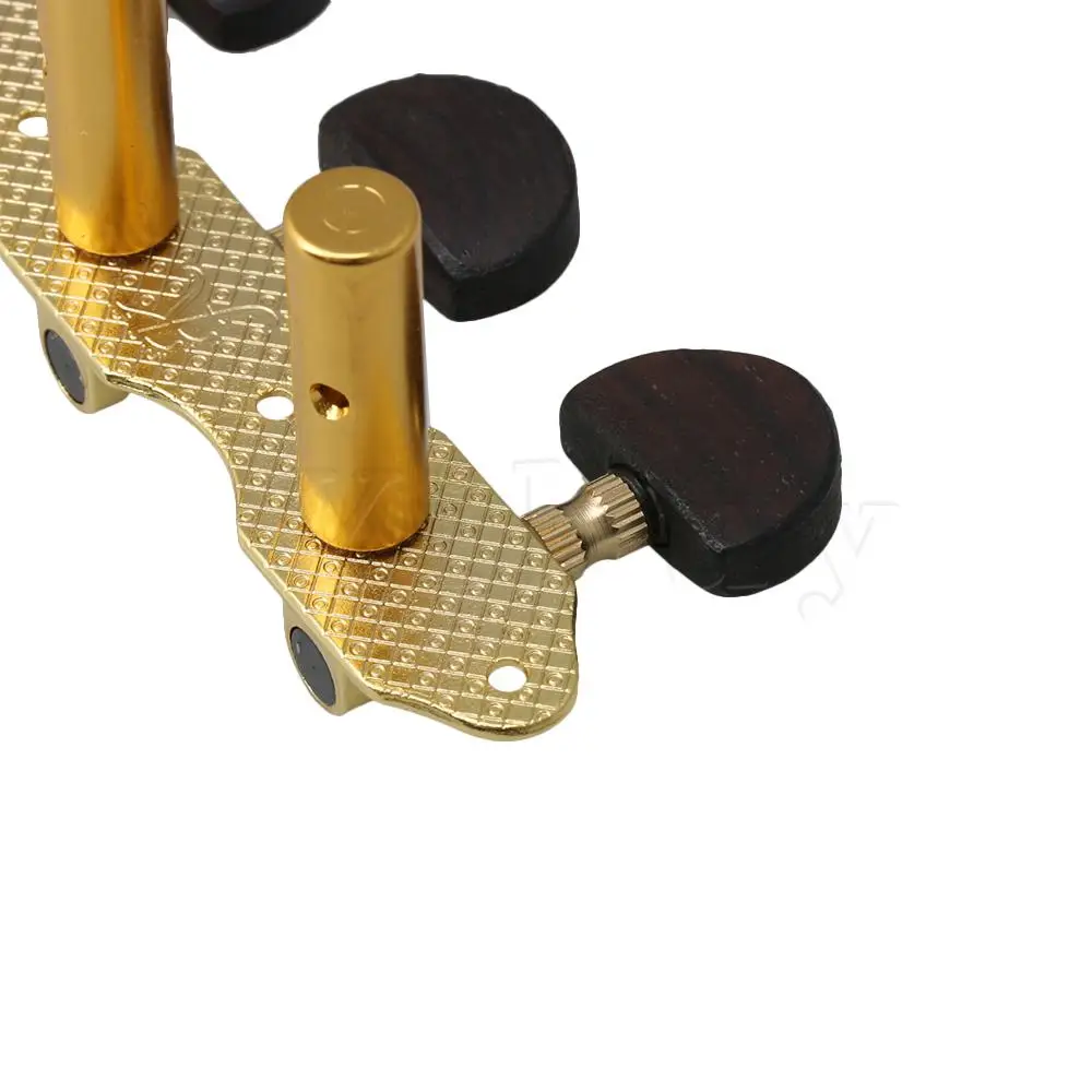 Yibuy Gold Metal Classical Guitar String Tuning Pegs 1L1R With Wooden Handle