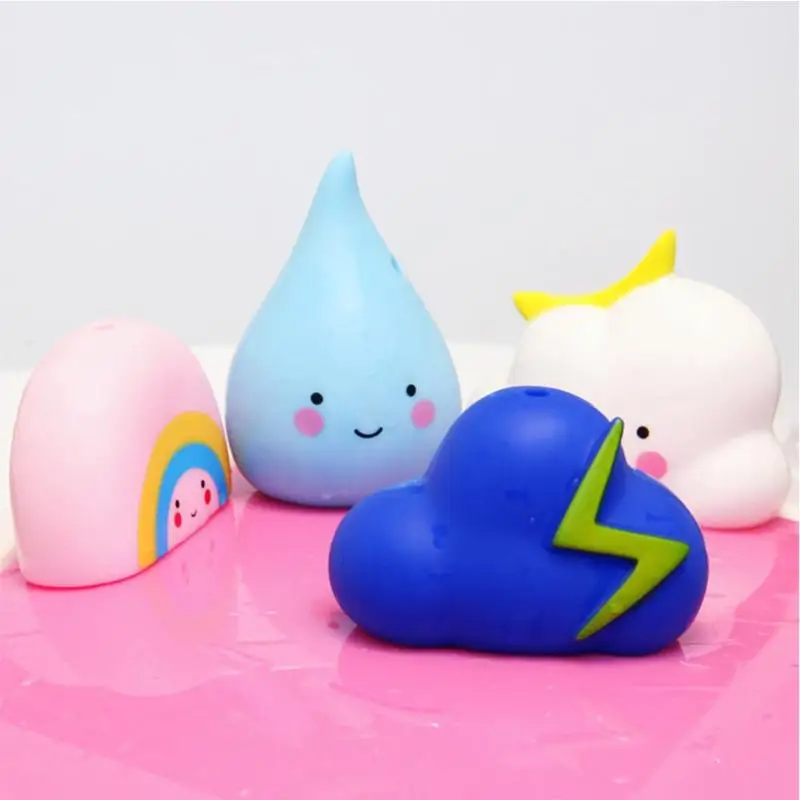 Игрушки для купания 4 шт. силиконовые игрушки для ванной погода познание облака Радужные капли для детский душ поставка