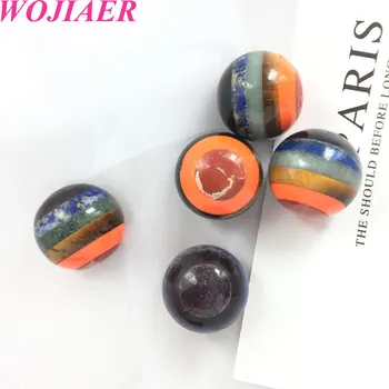

WOJIAER Round Natural Stone 7 Chakra Home Decoration Hand Playing Reiki Healing Multilayer Pocket Stone Ornament Jewelry PD9068