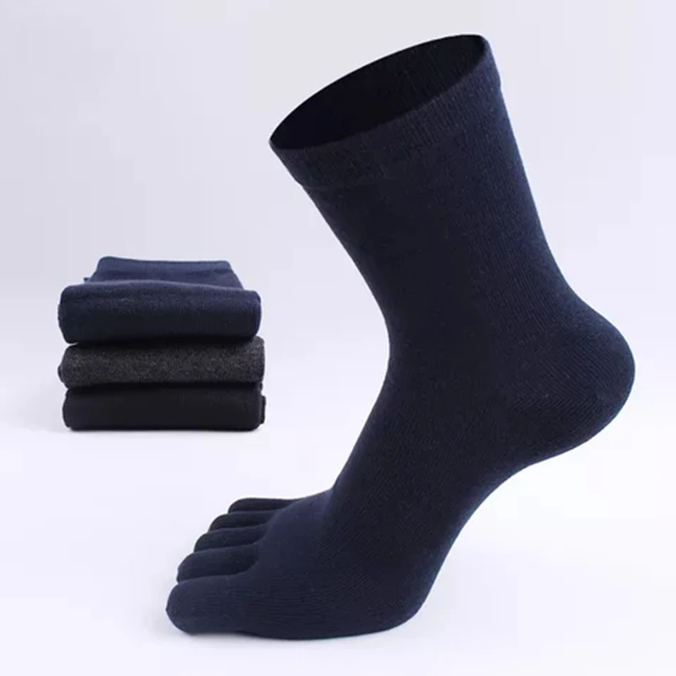 CXZD/мужские носки с пятью пальцами из мягкого полиэстера и хлопка; однотонные дышащие удобные носки для ног; размеры 38-43