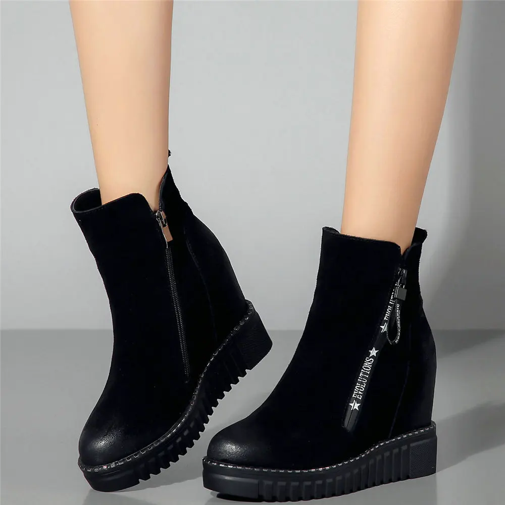 

Зимние теплые ботинки; Женские ботильоны из натуральной кожи; Туфли на танкетке/высоком каблуке мотоботы женская обувь круглый носок туфли-оксфорды на платформе; Повседневная обувь