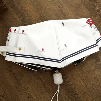 

Sailboat pattern wind fresh vinyl automatic umbrella sun umbrella sunshade sunscreen sun umbrella female