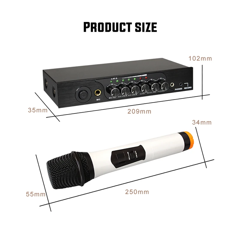  ABHU-Portable UHF Bluetooth Wireless microphone M6 with Adjustable Bass Reverb Mic for KTV Karaoka 