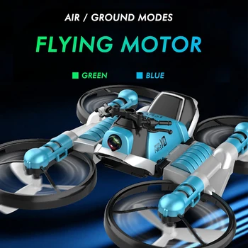 

Rc Motorcycle Toy Drone With camera 2 In 1 Foldable Helicopter Camera 0.3MP Hold RC Quadcopter Motorcycle