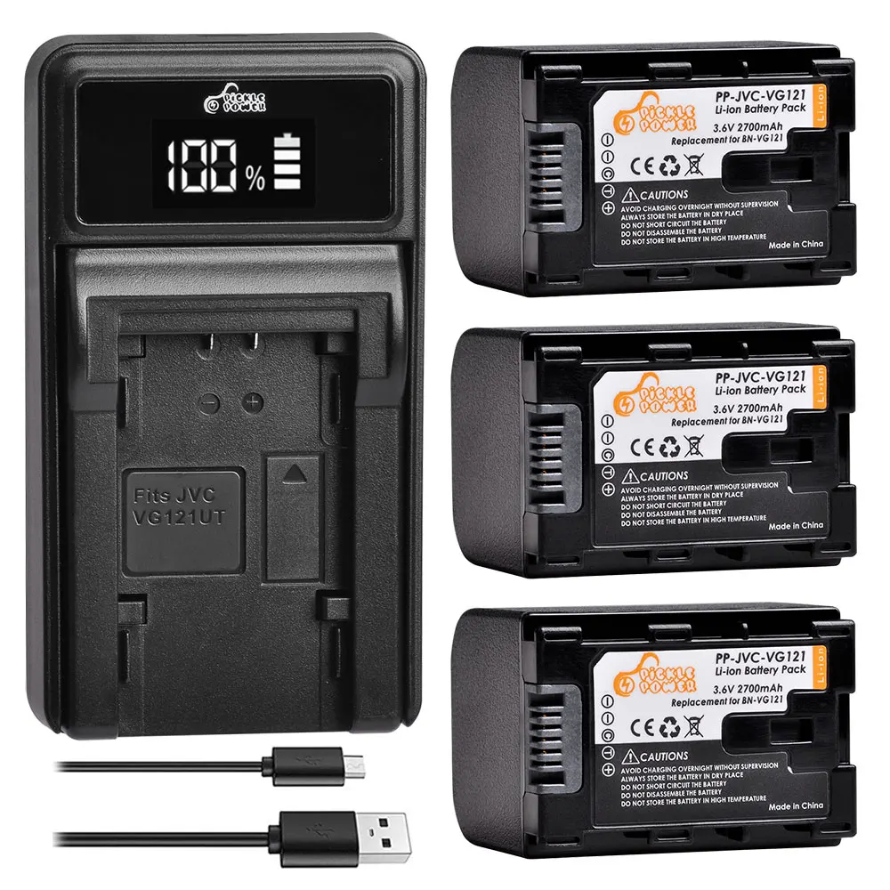 Pack of 2 BN-VG114 Batteries and Battery Charger for JVC Everio GZ-E10 GZ-E100 GZ-E200 GZ-E300 GZ-E505B GZ-E515B GZ-EX250 GZ-EX310 GZ-EX355B GZ-EX555B GZ-GX1 GZ-HD500B GZ-HM300B GZ-HM550B GZ-MS110B Camcorder