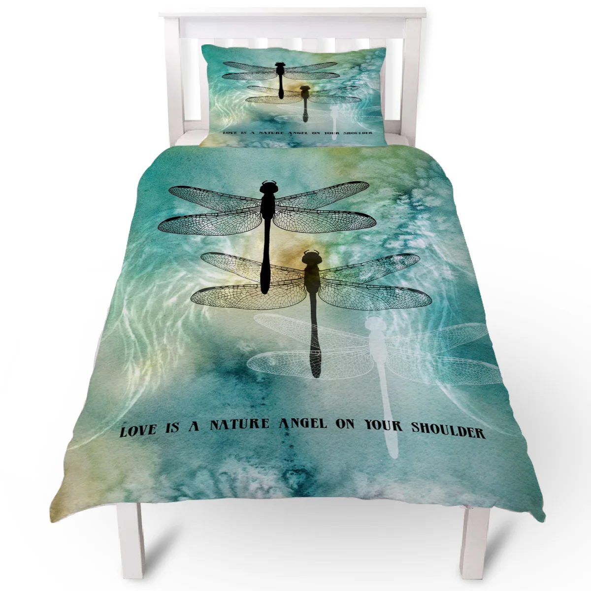 Dragonfly Wings Love Is A Natural Angel On Your Shoulder Duvet Cover Pillow Case Quilt Set Bedclothes Single Bedding | Дом и сад